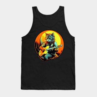 Cat Playing Guitar Funny Cat With Guitar Cute Cat Guitar Tank Top